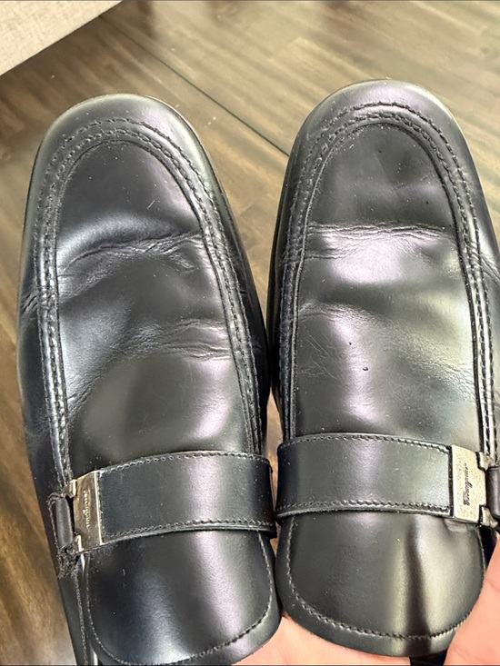 Salvatore Ferragamo Black Leather Slip-On Loafers with Metal Bit main image 10